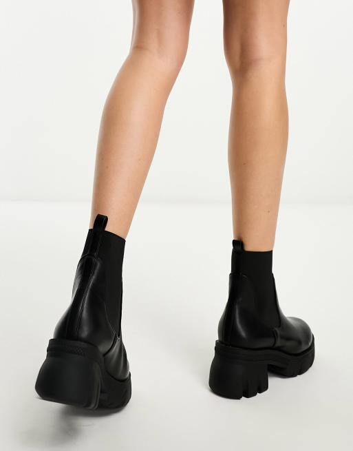 Asos design chelsea boots in hot sale black leather with chunky sole