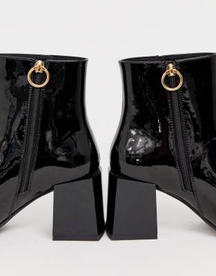 wide fit black patent ankle boots