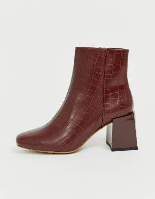 brown crocodile ankle boots