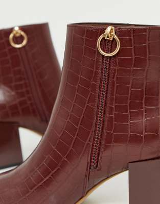 red crocodile ankle boots