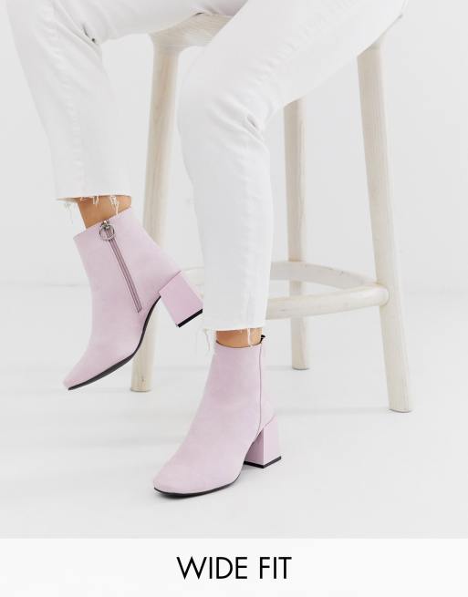 ASOS DESIGN Wide Fit Reed heeled ankle boots in lilac