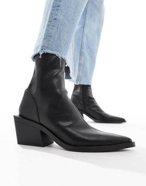 ASOS DESIGN Wide Fit Refresh western sock boots in black - view 1