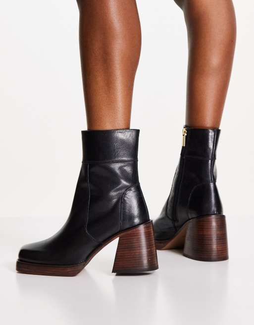 Asos design realm outlet leather mid ankle boots