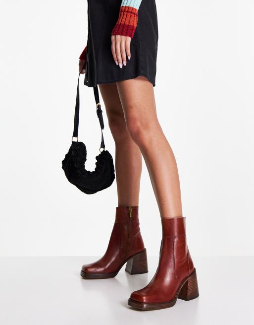 Asos design realm leather mid store ankle boots