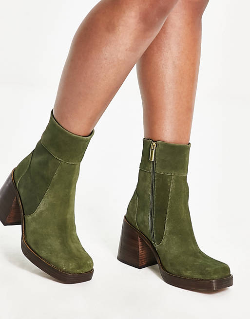 Womens Shoes Boots Ankle boots ASOS Reason Chunky Mid-heel Boots in Green 