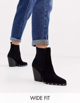 black suede studded boots