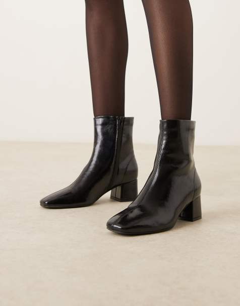 ASOS DESIGN Wide Fit – Relay – Svarta ankelboots i fin stil med klack och bred passform - view 1