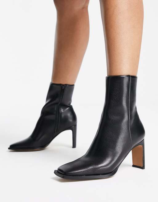 Asos black shop heeled boots