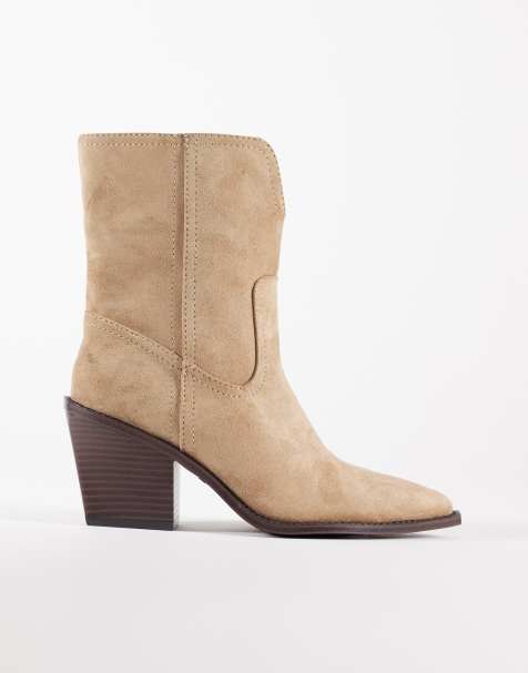 ASOS DESIGN Wide Fit – Remone – Cowboystiefel in Taupe mit Absatz, weite Passform - view 1