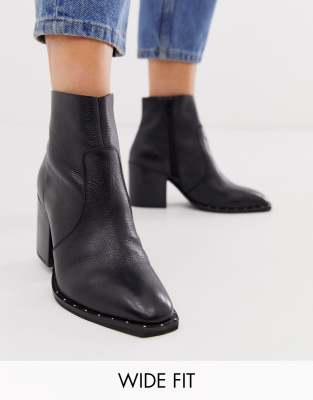 block heel leather boots