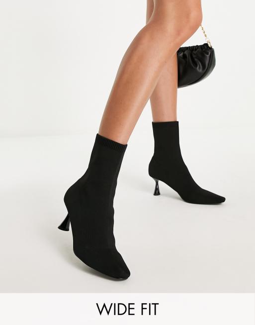 ASOS DESIGN Wide Fit Rightly Bottines souples en maille talon Noir