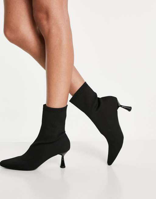 ASOS DESIGN Wide Fit Rightly Bottines souples en maille talon Noir