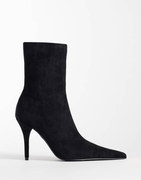 ASOS DESIGN Wide Fit Rina high stiletto sock ankle boots in black - view 1