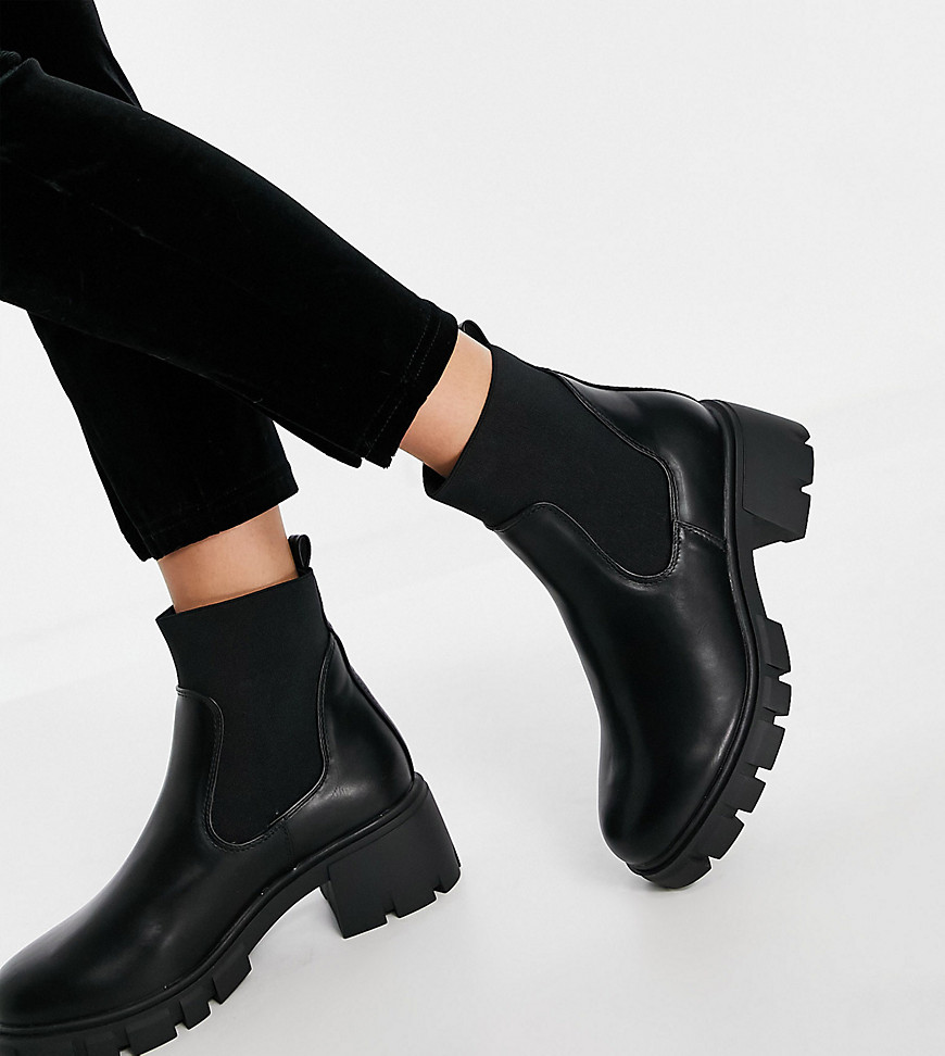 Asos Design Wide Fit Robbie Chunky Chelsea Boots In Black