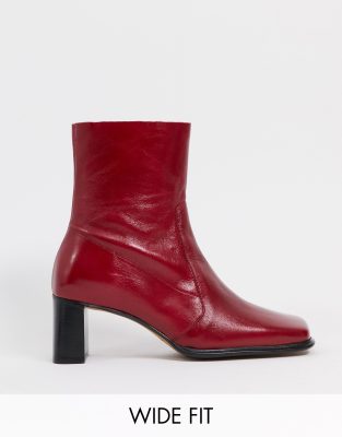 wide fit red boots