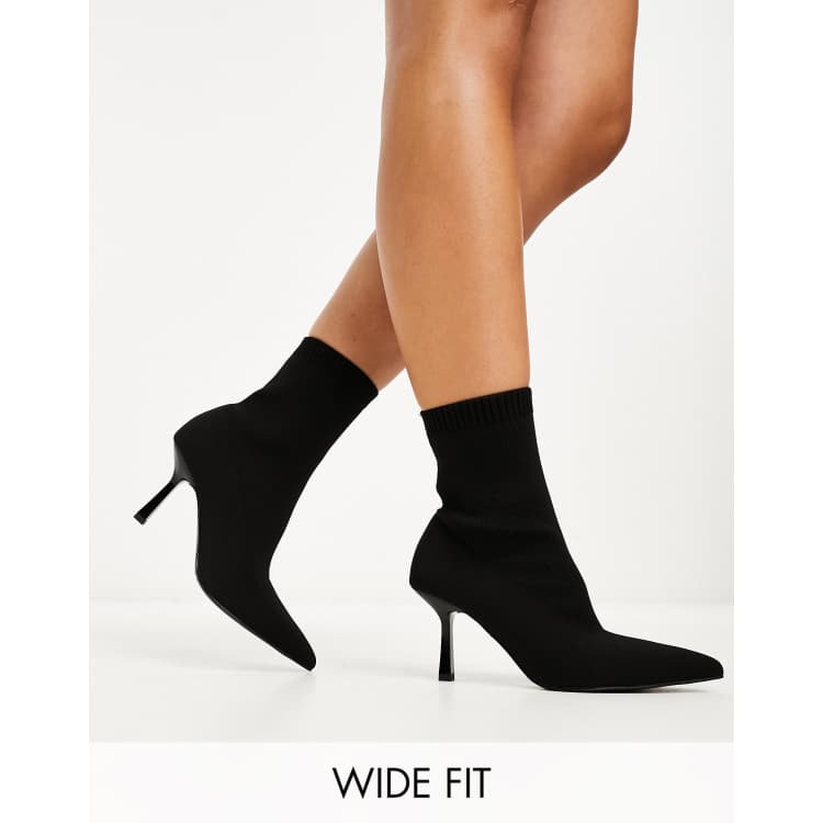 Black sock shop fit ankle boots