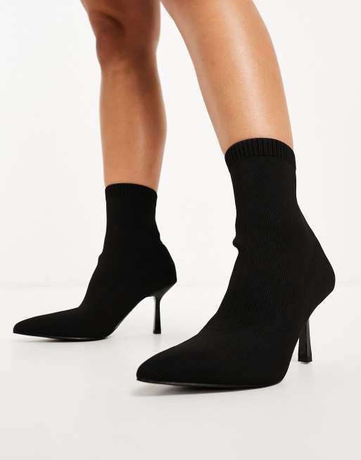 Black wide clearance fit sock boots