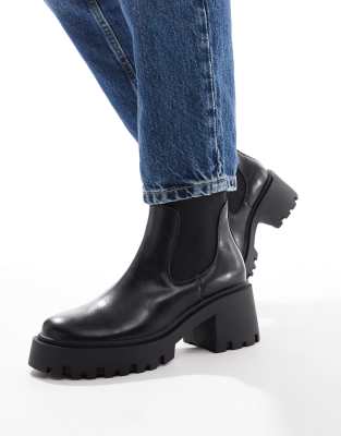 ASOS DESIGN Wide Fit - Rowan - Chelsea-Stiefel in Schwarz mit dicker Sohle, weite Passform