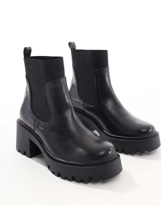 ASOS DESIGN Wide Fit – Rowan – Czarne sztyblety na grubej podeszwie, 3 z 4
