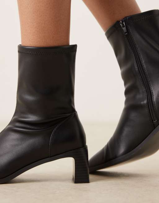 ASOS DESIGN Wide Fit Rush ankle boots with set back heel in black