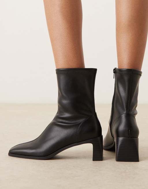 ASOS DESIGN Wide Fit Rush ankle boots with set back heel in black