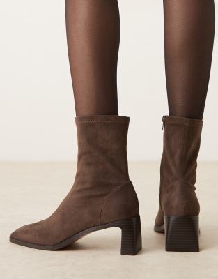 Asos Design Wide Fit Rush Ankle Boots With Set Back Heel In Brown