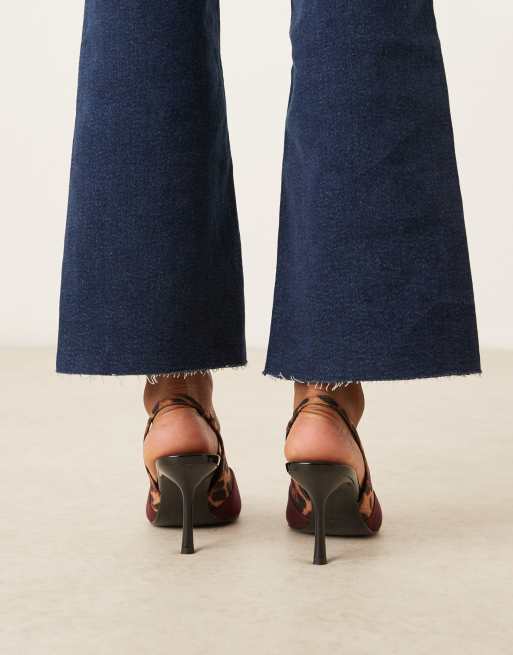 ASOS DESIGN Wide Fit Sabrina slingback stiletto heel shoes in burgundy and leopard
