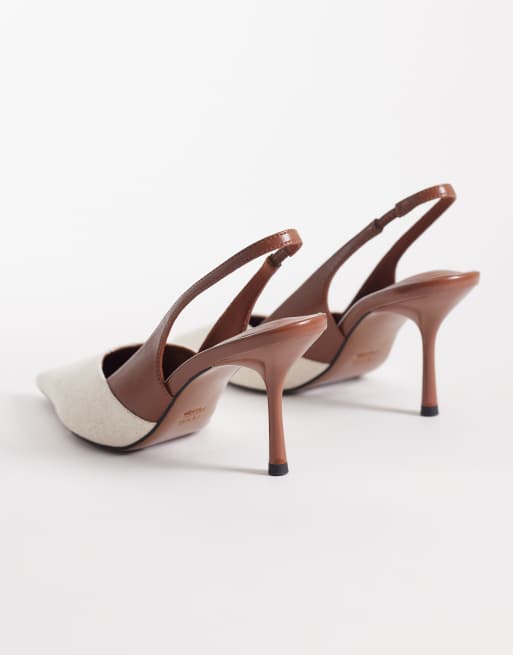 ASOS DESIGN Wide Fit Sabrina slingback stiletto heels in tan and natural, 4 of 4