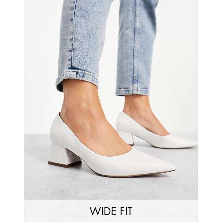 White court shoes block clearance heel