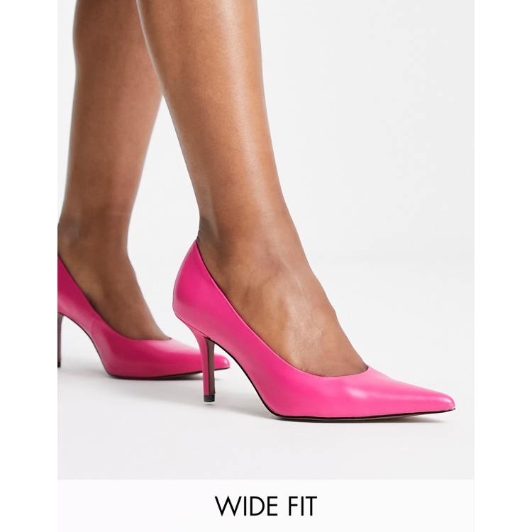 Pink court shoes wide on sale fit