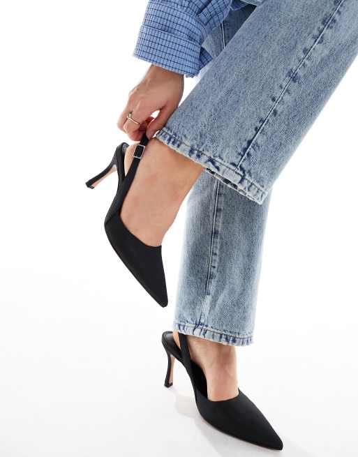 ASOS DESIGN Wide Fit Samber 2 slingback stiletto heels in black