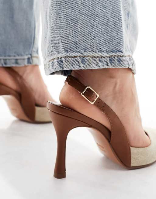 ASOS DESIGN Wide Fit Samber 2 slingback stiletto heels in natural, 4 of 4