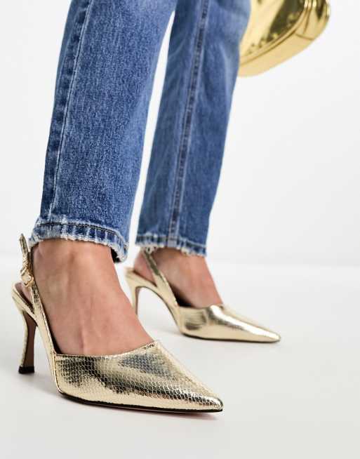 ASOS DESIGN Wide Fit - Samber - Guldfarvede slingback-stiletter, 3 af 4