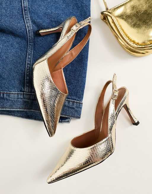 ASOS DESIGN Wide Fit - Samber - Guldfarvede slingback-stiletter, 4 af 4