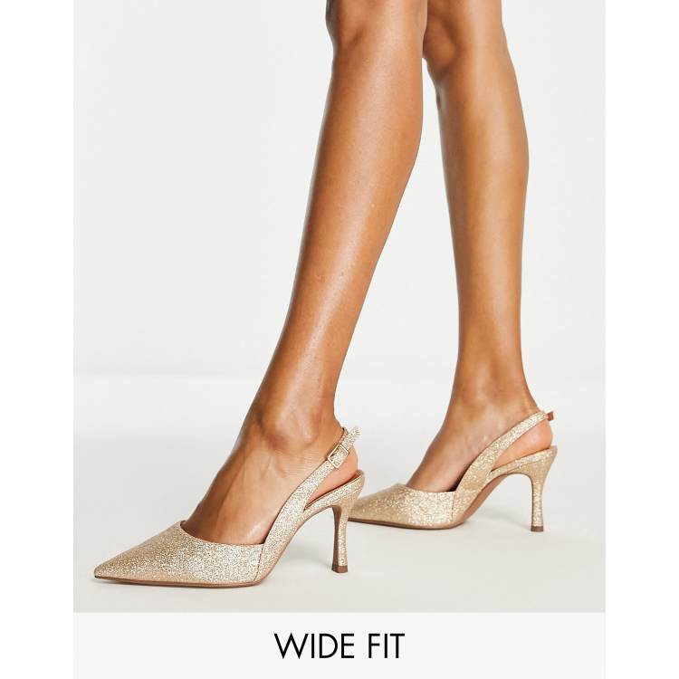 grit rapport lokalisere ASOS DESIGN Wide Fit Samber slingback stiletto heels in glitter | ASOS