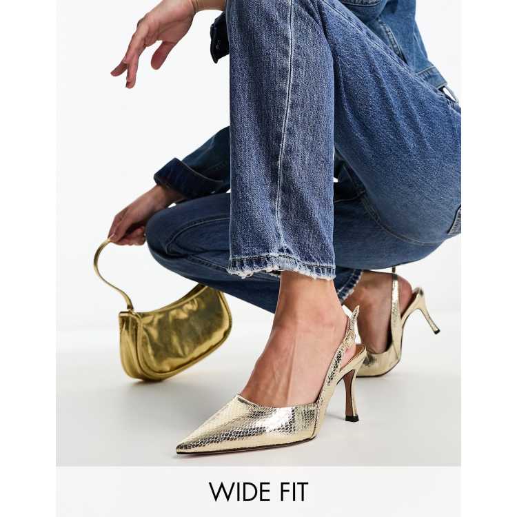 Gold kitten shop heels wide fit