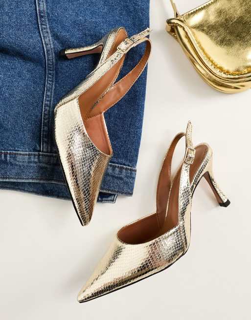 Wide fit gold outlet kitten heels