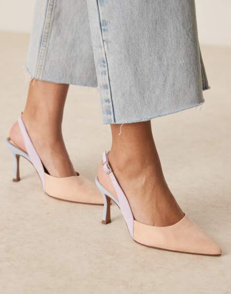 ASOS DESIGN Wide Fit Samber slingback stiletto heels in multi suedette - view 1