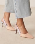 [Asos Design Wide Fit] ASOS DESIGN Wide Fit Samber slingback stiletto heels in multi suedette 8 Blue Mix