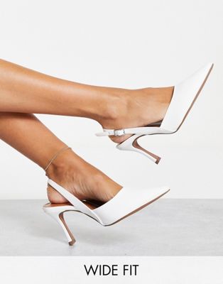 ASOS DESIGN Wide Fit Samber slingback stiletto heels in white