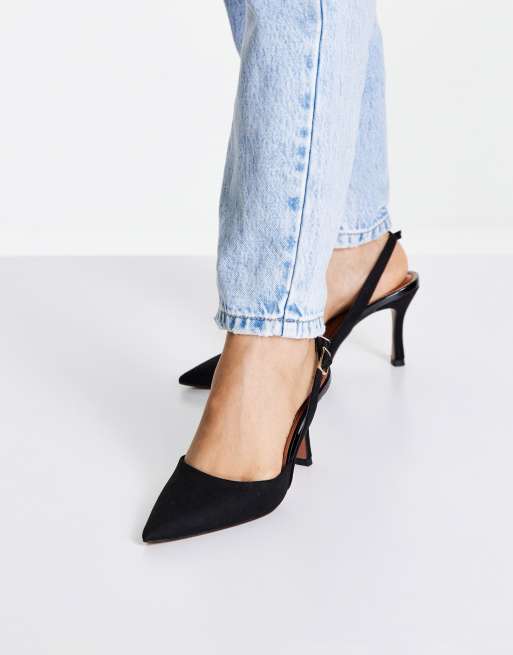 ASOS DESIGN – Wide Fit – Samber – Svarta stilettklackar med hälrem, 4 av 4