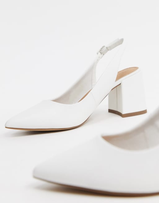 ASOS DESIGN Wide Fit Sammy slingback mid heels in white