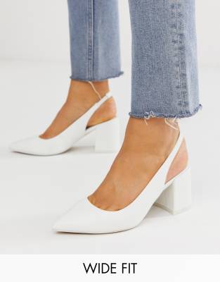 white pointed slingback heels