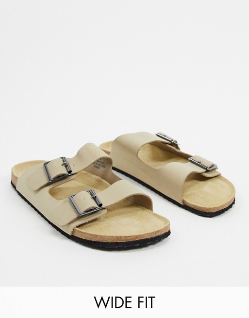 ASOS DESIGN Wide Fit sandals in stone
