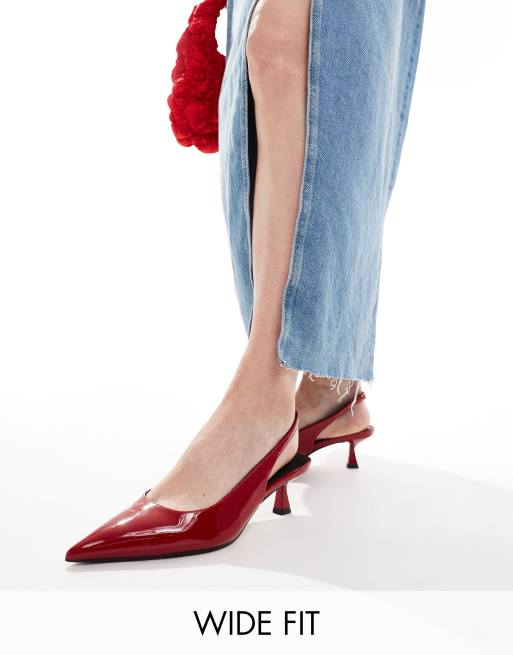 ASOS DESIGN Wide Fit Scarpe rosse con tacco medio e cinturino sul retro ASOS