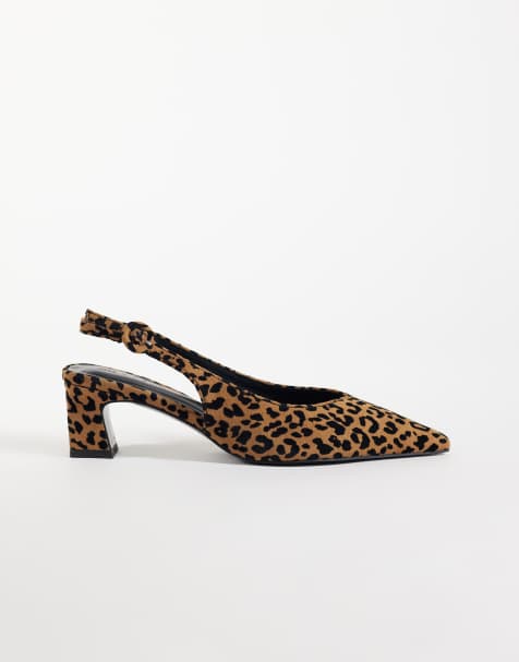 ASOS DESIGN wide fit scarpe slingback con tacco largo Swift animalier - view 1