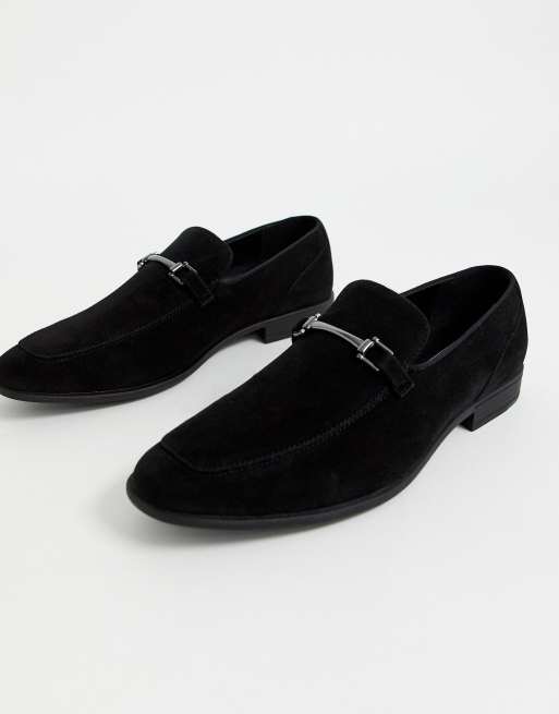 ASOS DESIGN Wide Fit – Schwarze Loafer in Wildlederoptik mit Trensendetail, 4 von 4