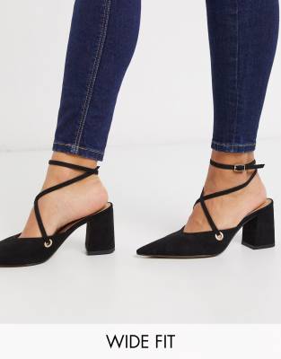 black kitten heels wide fit