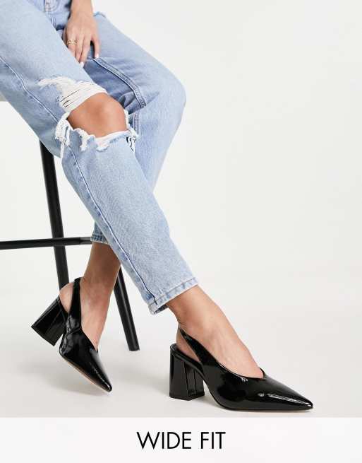 ASOS Design Wide Fit West Slingback Block Heeled Shoes