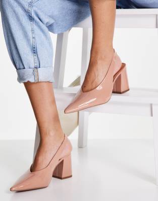 asos block heel court shoes